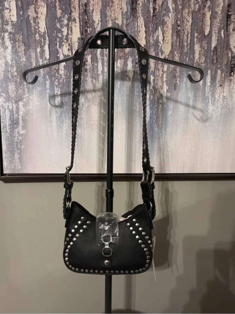 Black Studded Crossbody Bag - Women Bags
